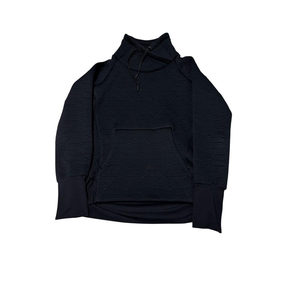 Athleta Womens Quilted Jacquard‎ Cowl Neck Sweatshirt Black XXS 159048-00